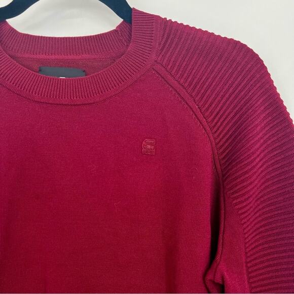 NWT G-STAR Suzaki Knit Crew Neck Pullover Sweater Chunky Red Top Sweatshirt M - Picture 8 of 14